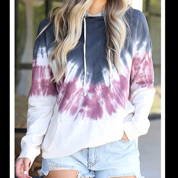 🆕 Tie Dye Printed Hoodie Top - Picture 3 of 6